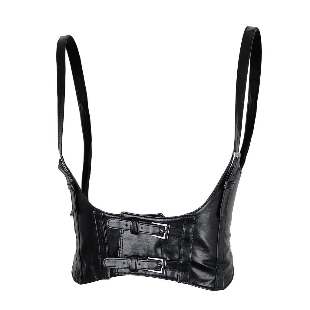 Women's Punk PU Leather Corset Belt Wide Waist Band Body Harness Waist Belt with Straps