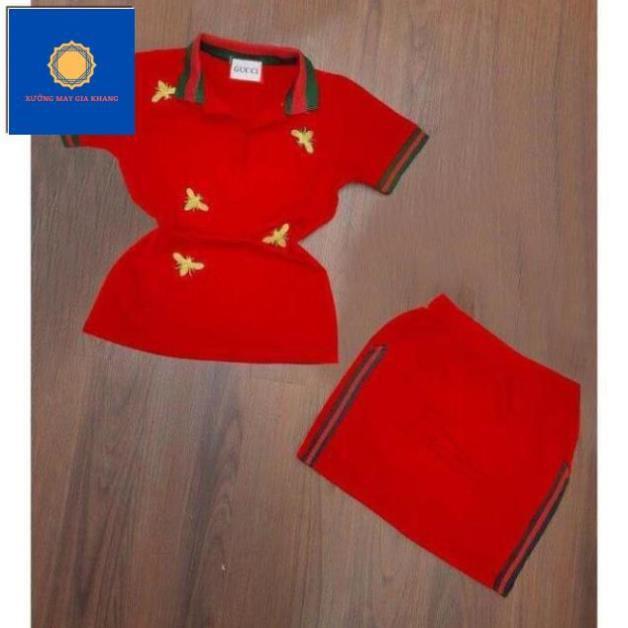 Set áo váy bé gái, thời trang, hình thêu, chất cotton thoải mái - Xưởng may - Gia Khang.