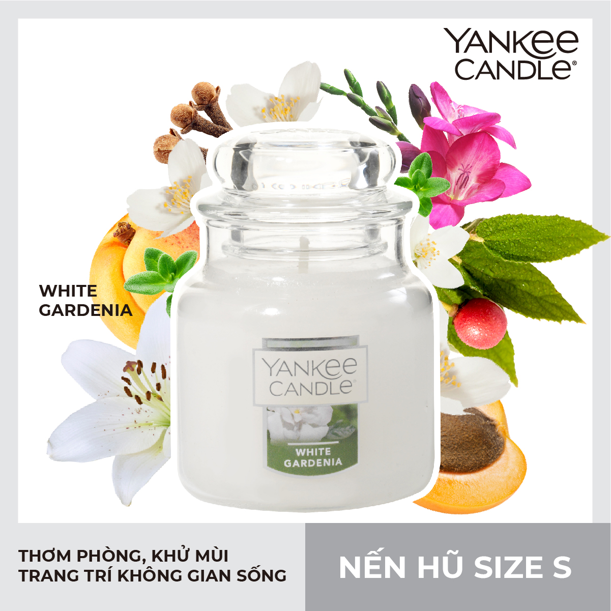 Nến hũ Yankee Candle size S - White Gardenia (104g)