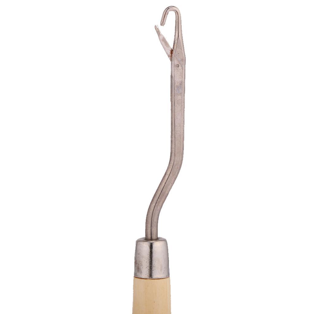 Crochet Hook Latch Lock Micro Hair Bearded Needle Rug Making Wooden Handle