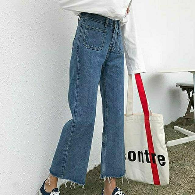 (Có sẵn) Quần jeans lững dáng rộng nữ quần túi hộp ulzzang