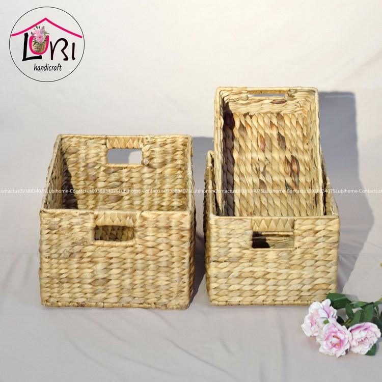 Sọt đựng đồ lục bình hình chữ nhật bộ 3 - sang trọng, tinh tế