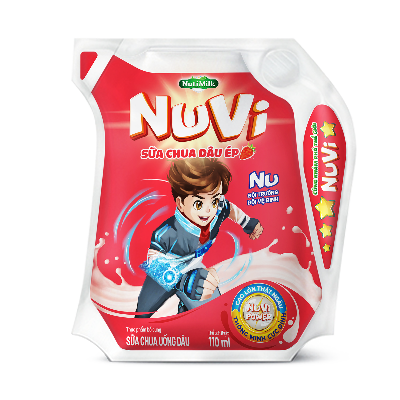 Thùng 24 Túi Nuvi Sữa Chua Dâu Ép Túi 110ml