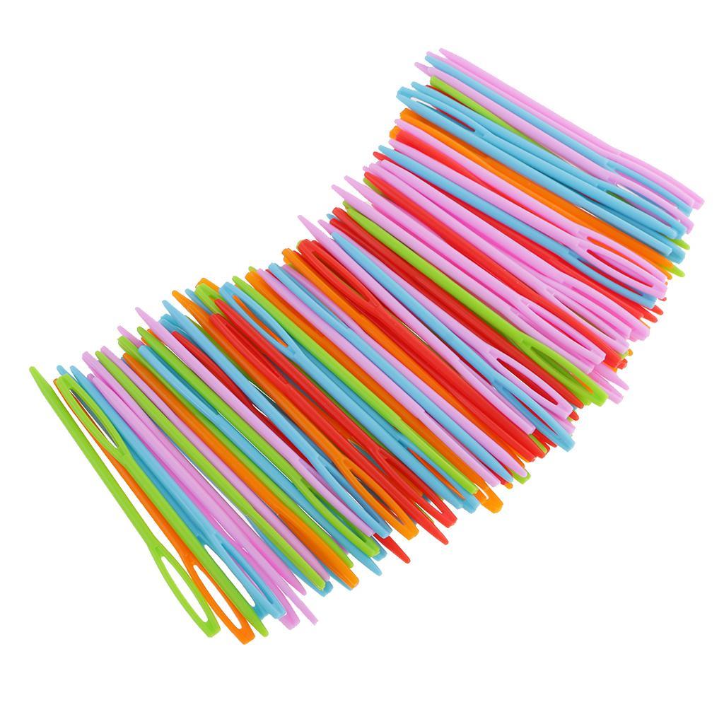 3x 100pcs 7cm Multicolor Plastic Sewing Threading Darning Needles Cross Stitch