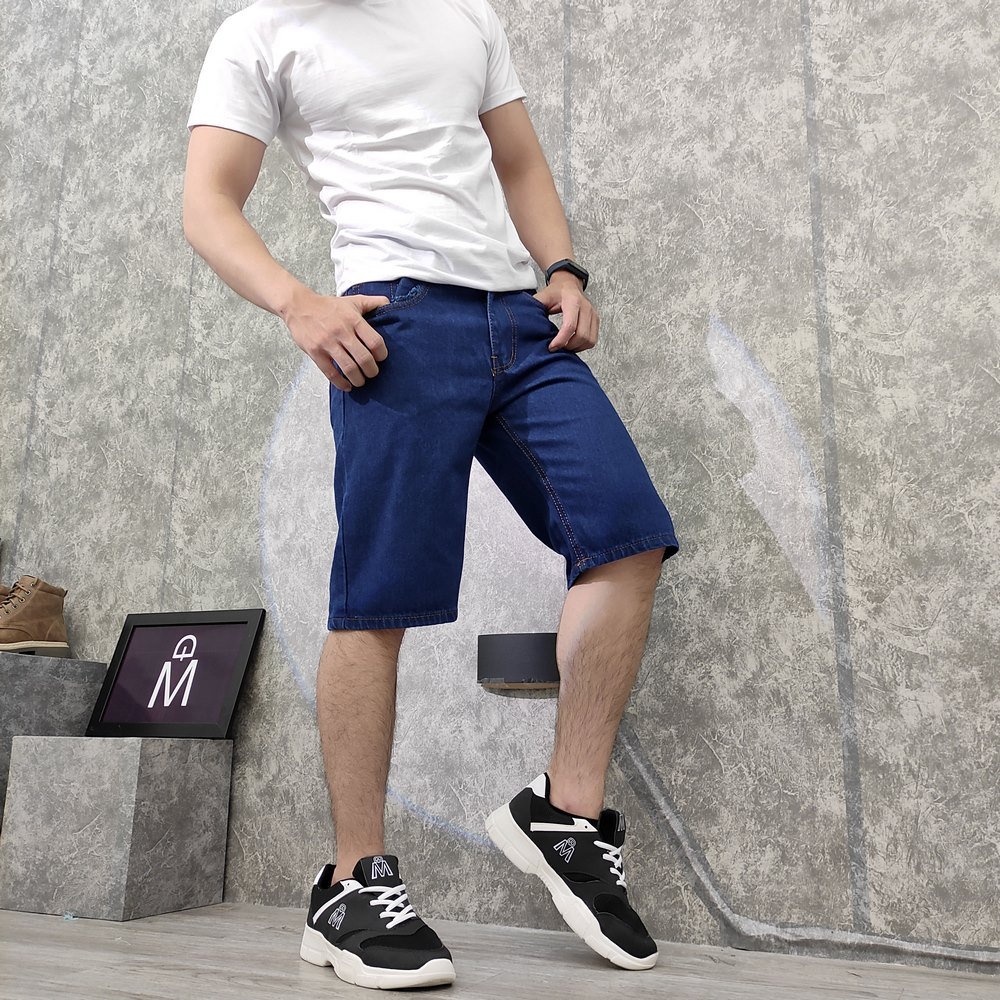 Quần short jean nam MĐ Q392 xanh đậm