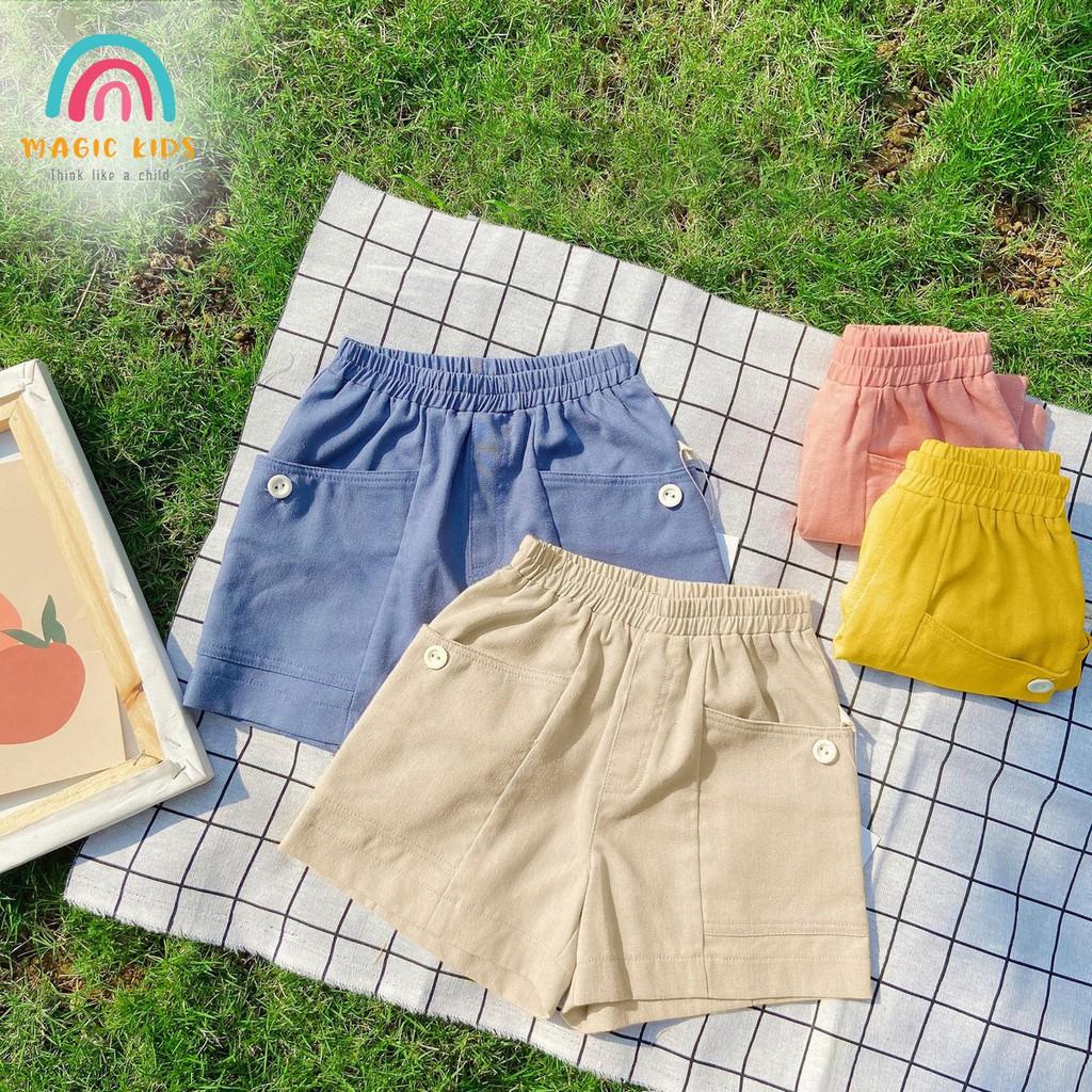 Quần sooc đùi túi sườn linen mềm mặc siêu thích cho bé trai bé gái từ 10-23kg - Thời trang Bonkids