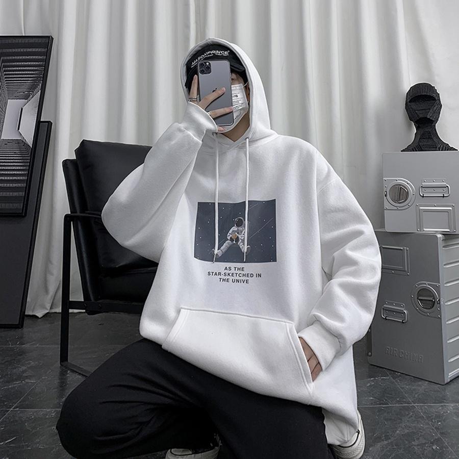 Áo mũ Hoodie Unisex Phi Hành Gia Phong Boutique form rộng 2 màu nỉ bông cặp đôi nam nữ Oversize Ulzzang thu đông