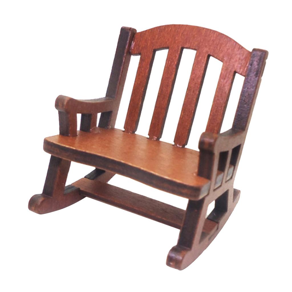 Dollhouse Wooden Chair, 1:12 Dollhouse Miniature Wooden Rocking Chair Model, Dolls House Furniture