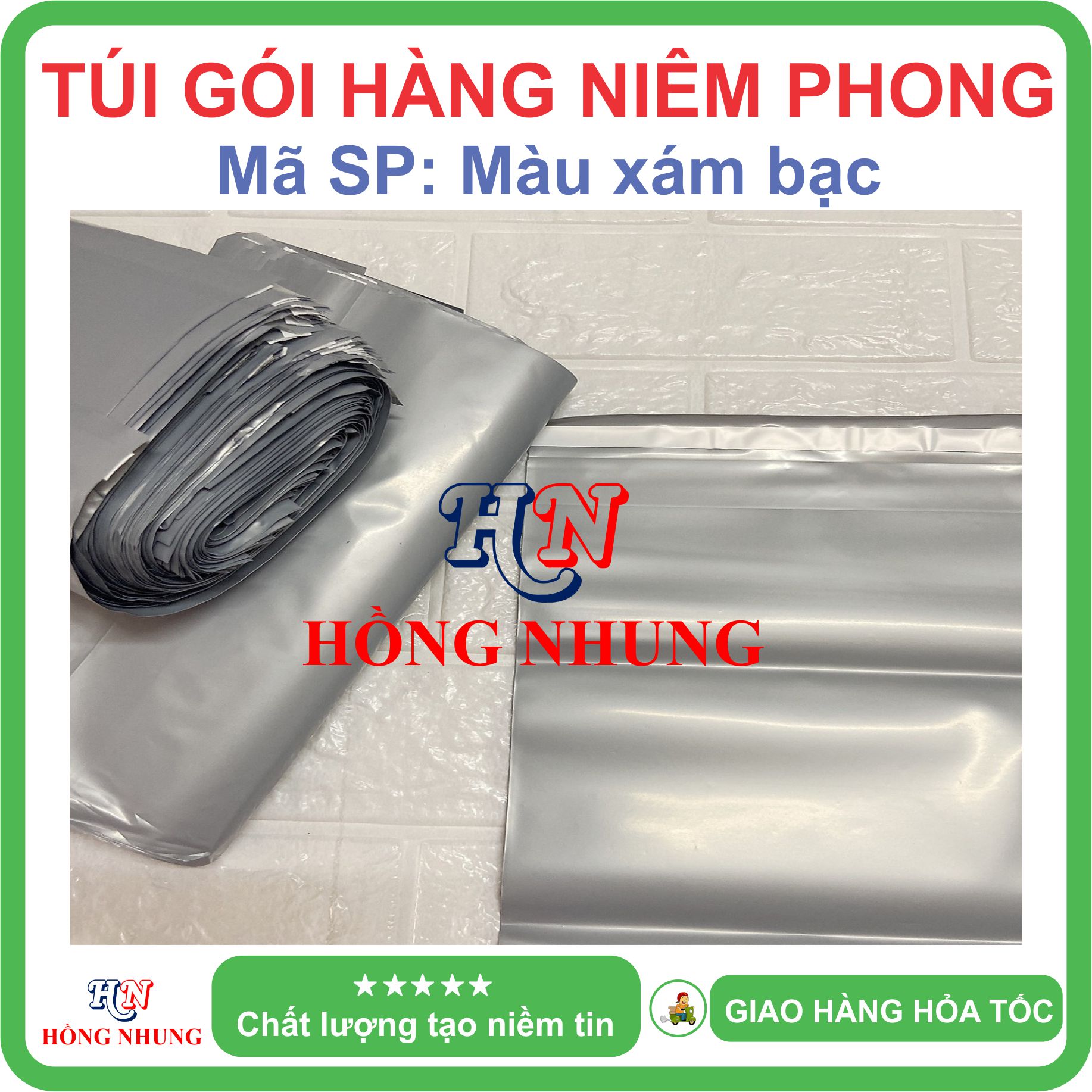 [SALE] 1 kg túi gói hàng niêm phong Xám bạc bóng - Chất liệu nilon dai, bóng, đẹp, chắc chắn, cho bạn an tâm đóng hàng