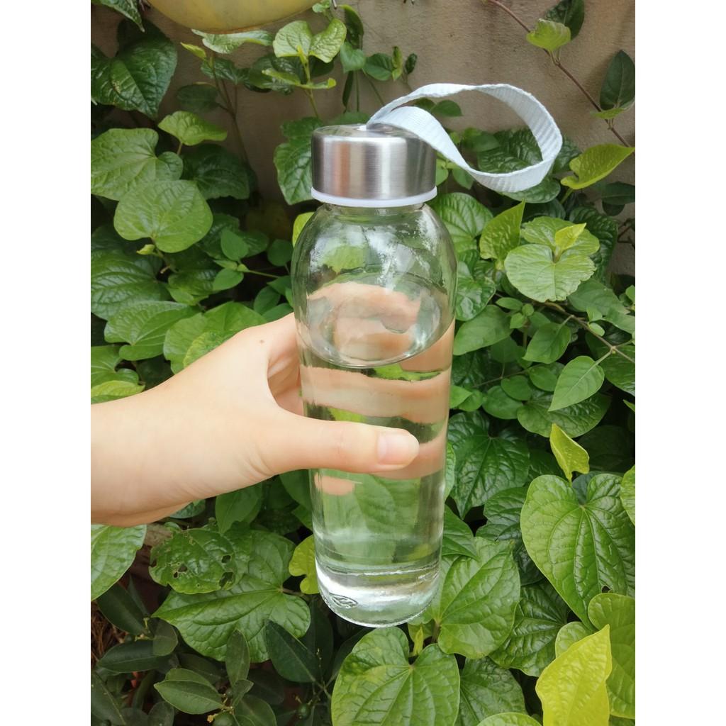 Bình thủy tinh đựng nước có dây treo loại 300ml, 500ml
