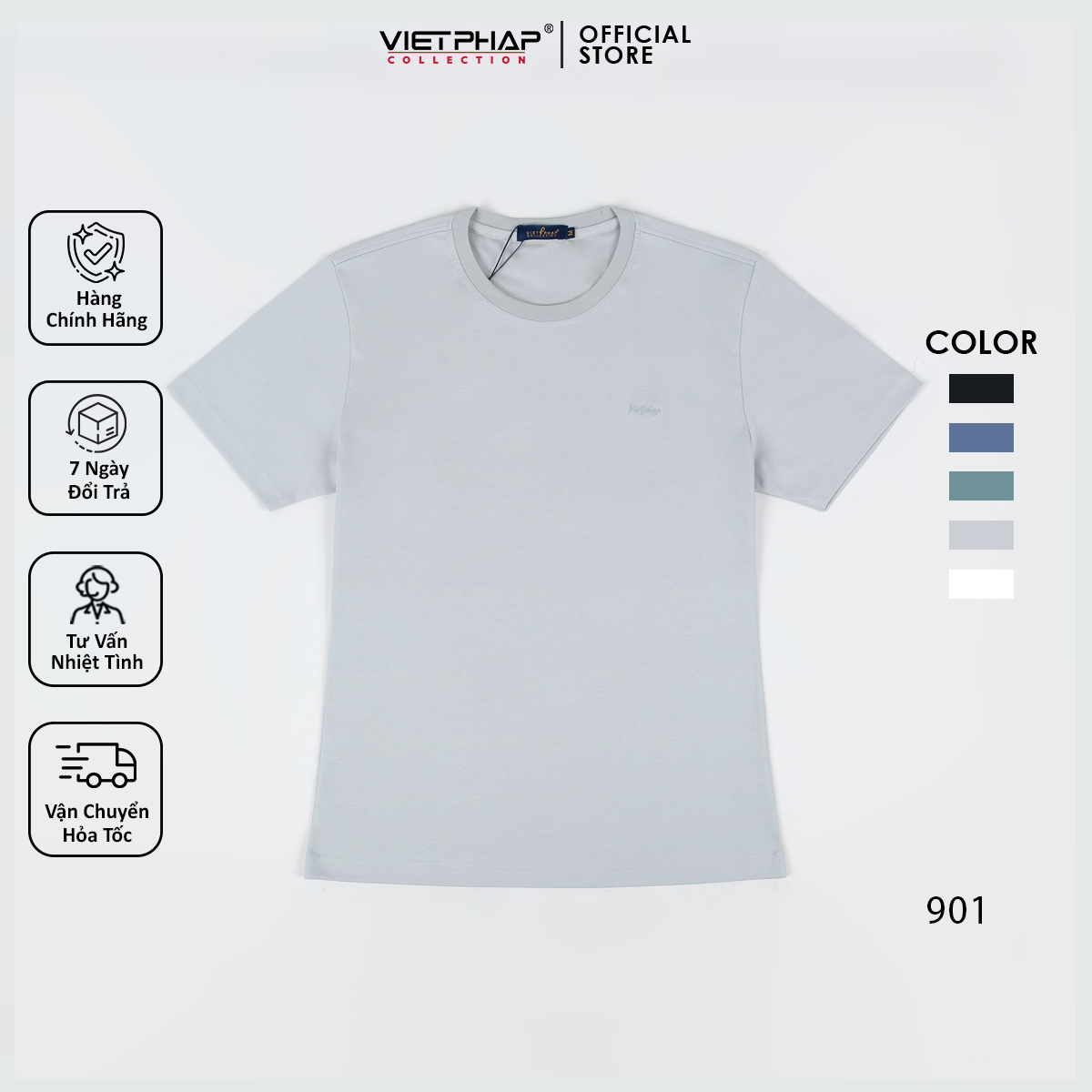 Áo Thun T-Shirt Nam Cao Cấp VIỆT PHÁP / Chất liệu cotton 4 chiều, co dãn và thấm hút mồ hôi 901