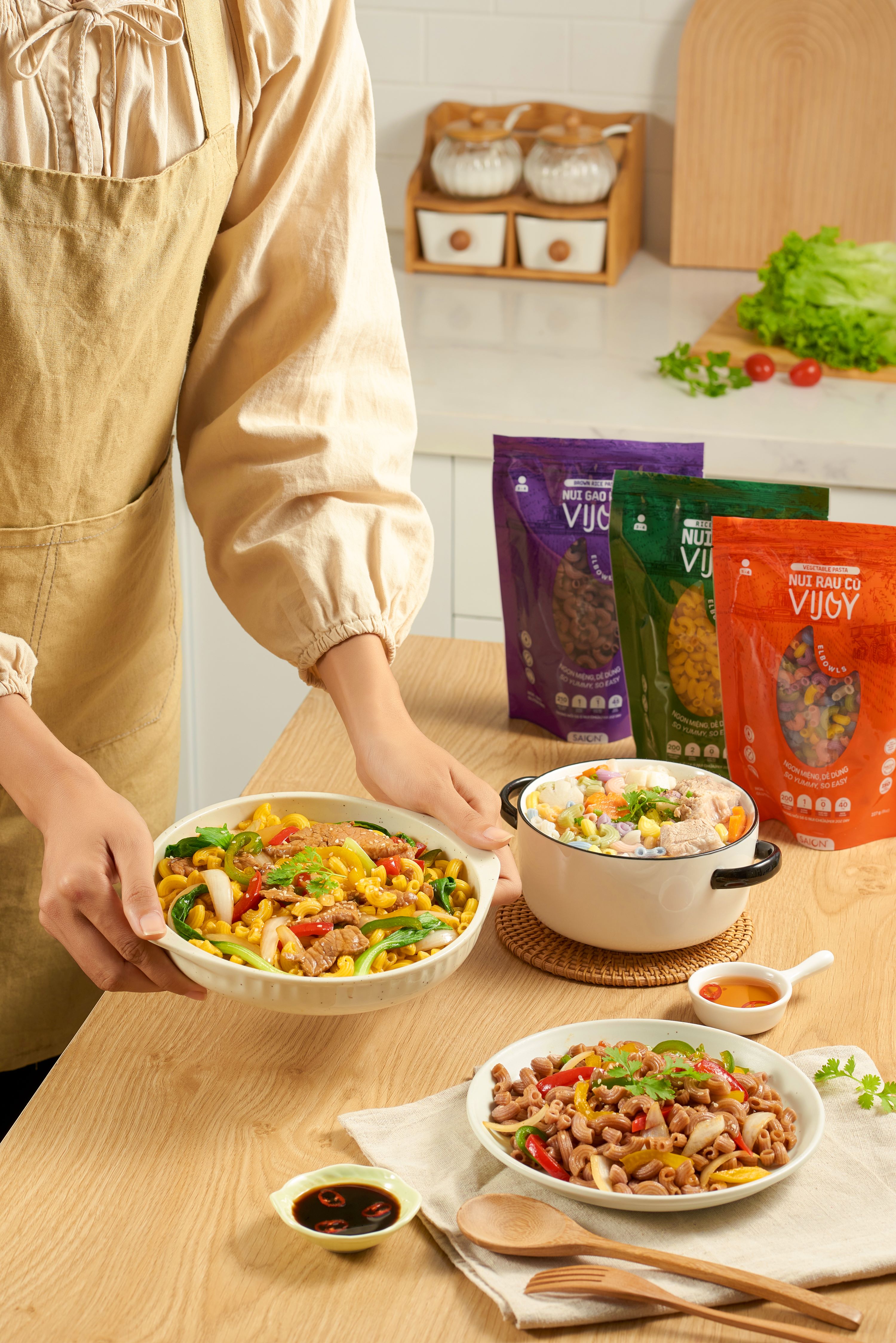 NUI GẠO LỨT VIJOY _Nui ống ngắn_100% Thuần Nhiên Eat Clean Thực Dưỡng Siêu Ngon