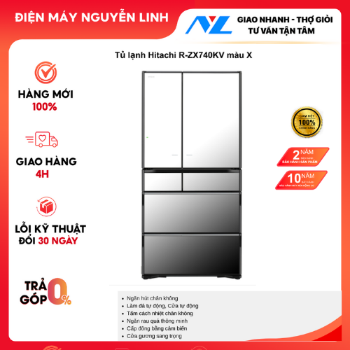 Tủ lạnh Hitachi Inverter 735 lít Multi Door R-ZX740KV X - HÀNG CHÍNH HÃNG - CHỈ GIAO HCM