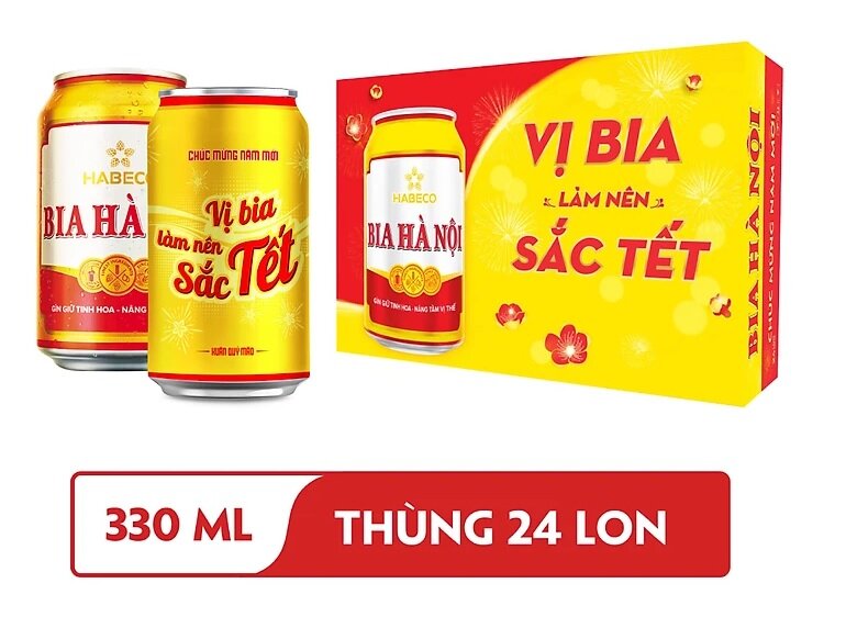 Thùng 24 lon Bia Hà Nội Tết 330ml