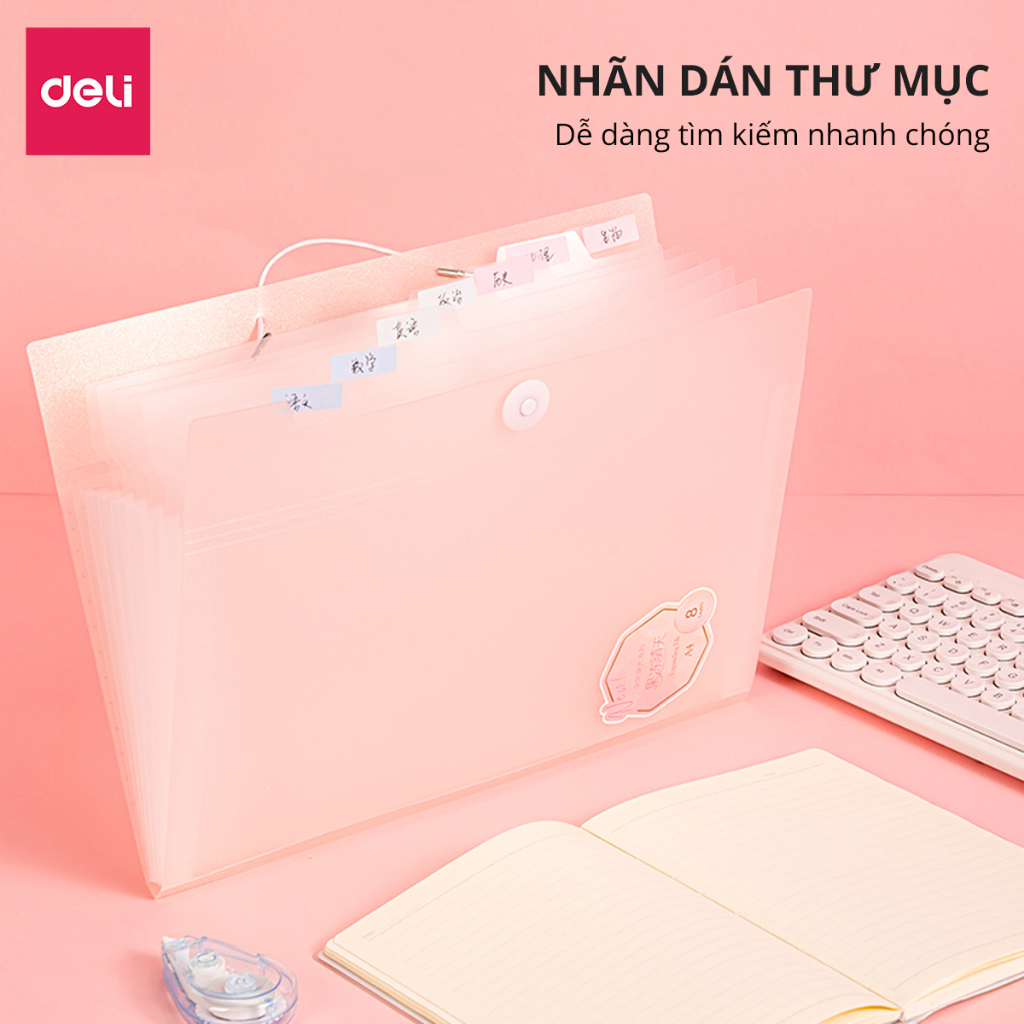 Cặp Túi Đựng Tài Liệu A4 Deli File Đựng Tài Liệu Hồ Sơ 8 Ngăn Túi Hồ Sơ Văn Phòng File Lưu Trữ Đa Năng Nhiều Màu Pastel