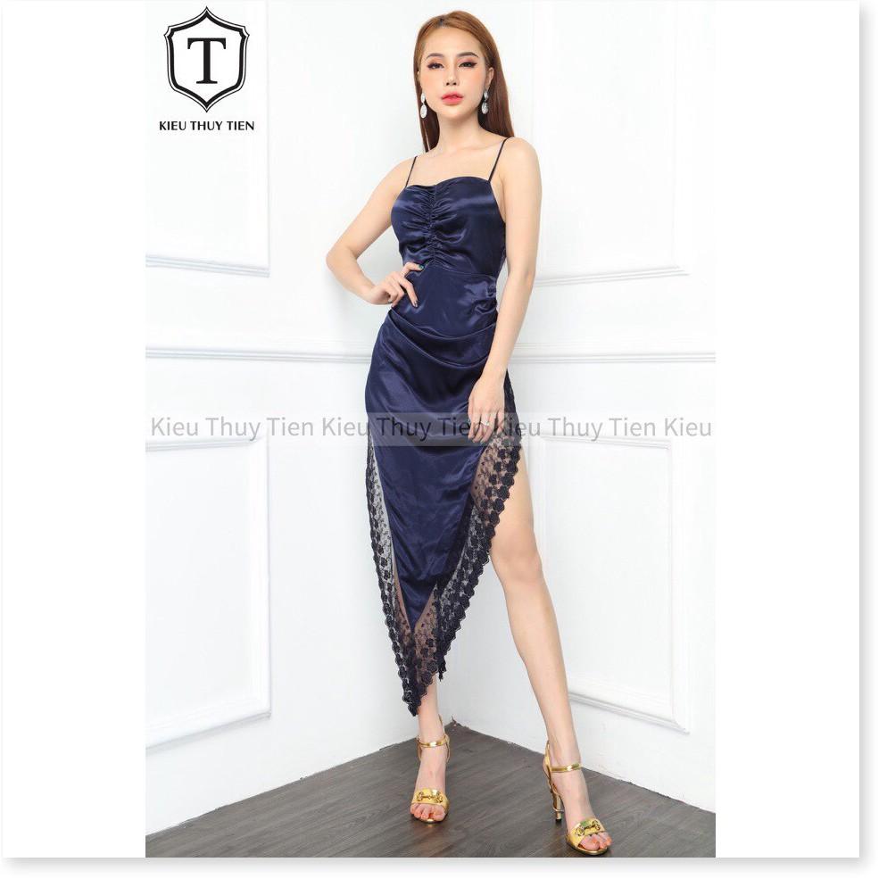 Đầm 2 dây phi lụa xẻ tà phối ren cực sexxy siêu phẩm mùa hè mới nhất
