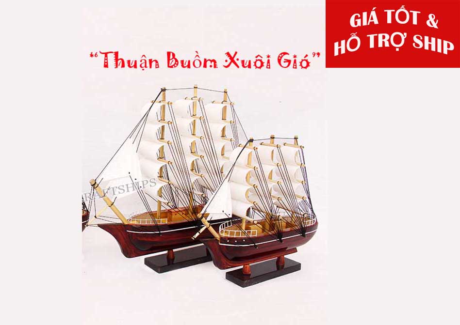 Combo 2 thuyền buồm phong thủy 25cm&20cm màu trắng, hỗ trợ ship