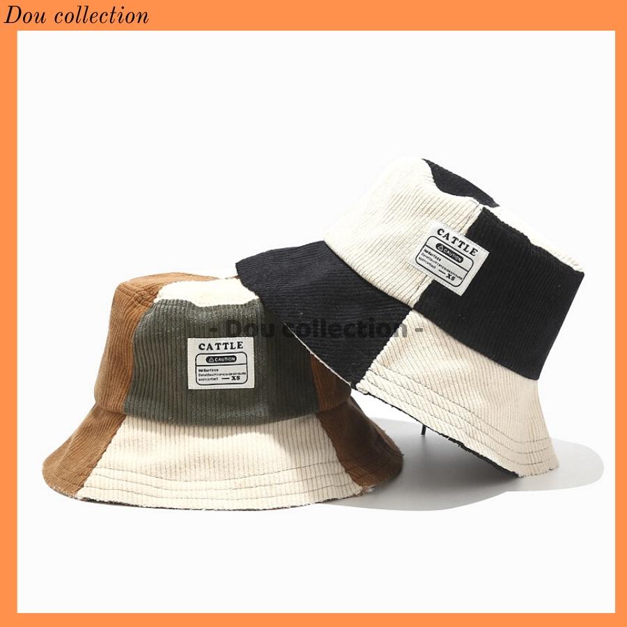 Mũ Nón Bucket Retro Unisex Vành Ngắn Phôi 2 Màu Phong Cách Hàn Quốc - Chất Liệu Nhung - Mã NV034