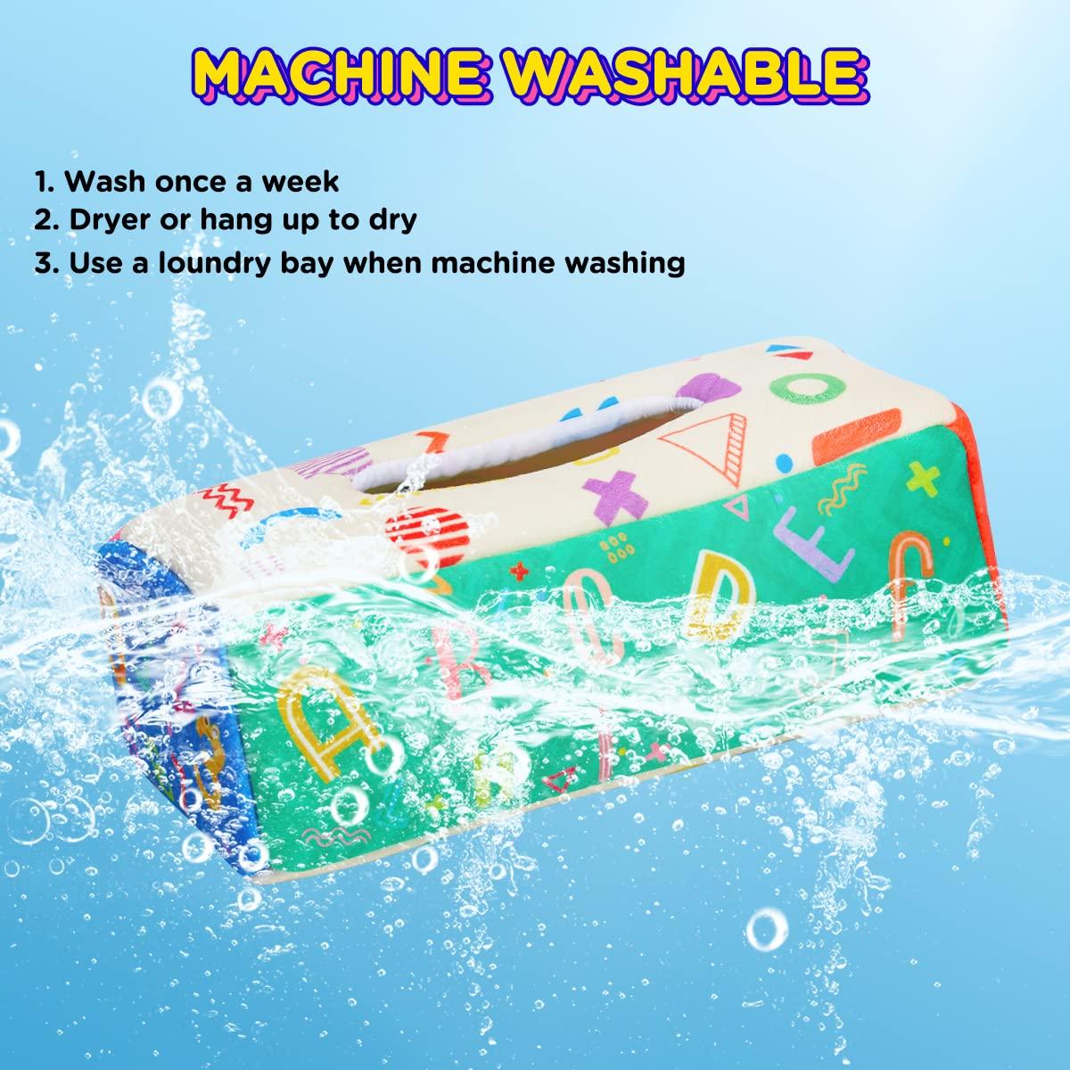 Đồ chơi em bé từ 3 tháng, cảm biến Đồ chơi hộp mô trẻ em với 3 chiếc giấy vụn / 8 chiếc khăn đầy màu sắc, đồ chơi tương phản em bé, đồ chơi crickling em bé từ 3 6 9 12 tháng
