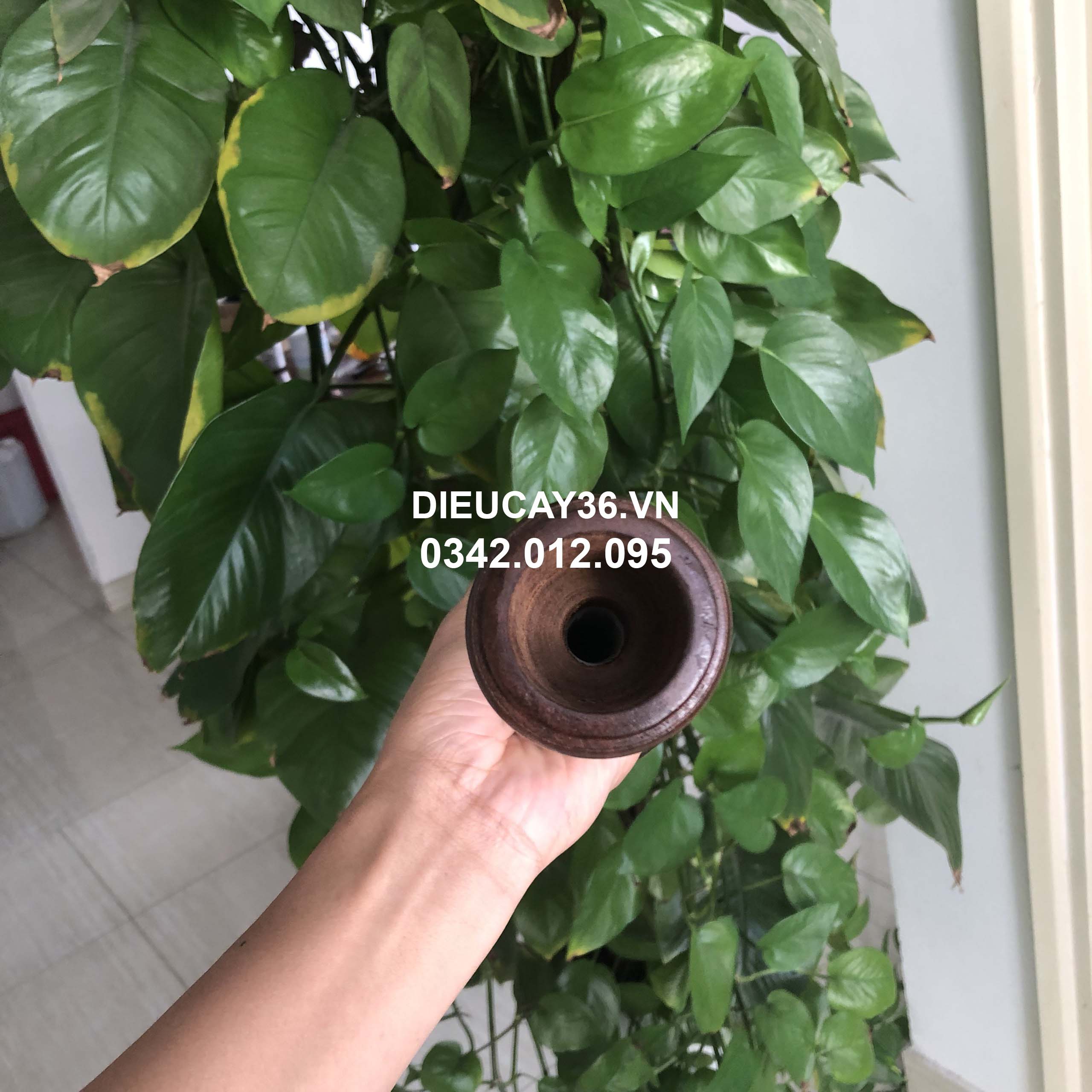 Điếu Cày Mini Gỗ Mun 40Cm Rút Dài 55 Cm Chống Đổ Nước Kèm Bao Da