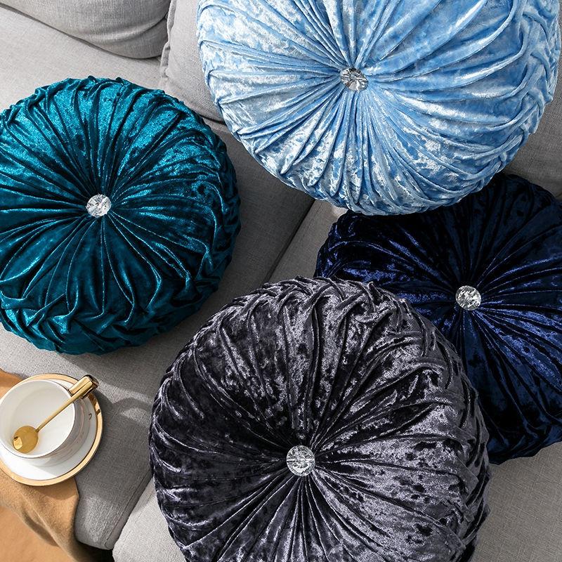 Vỏ Gối Đệm Sofa/Ghế Sofa Hình Tròn/Quả Bí Ngô Bằng Vải Nhung Trang Trí Nhà Cửa/Sofa 35x35cm