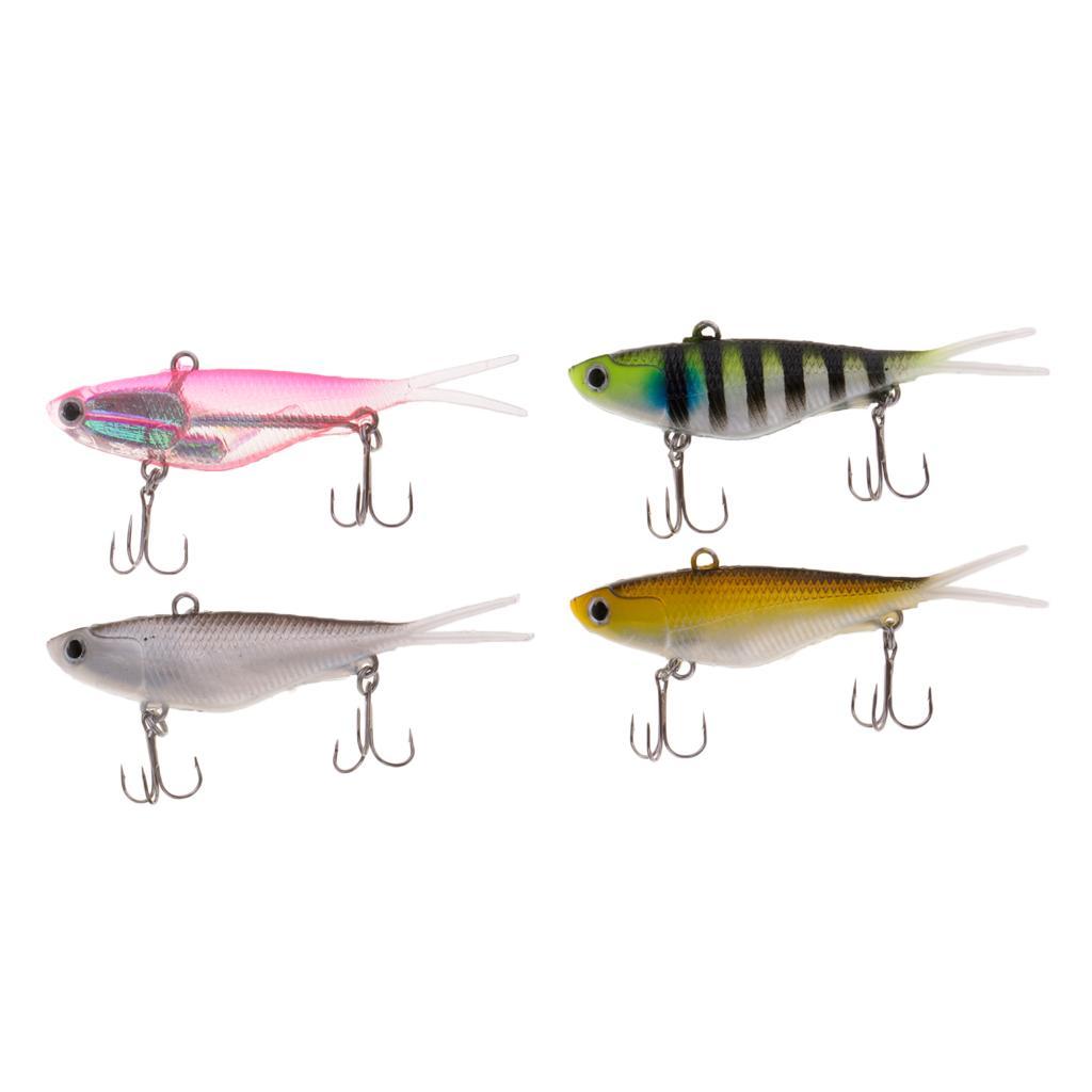 4pcs Split Tail Soft Lead Fishing Lures Sinking Swimbaits Multicolor