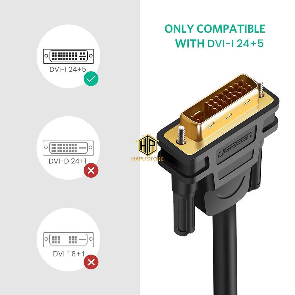 Cáp chuyển DVI 24+5 sang VGA Ugreen 11618 dài 3m chính hãng - Hàng Chính Hãng