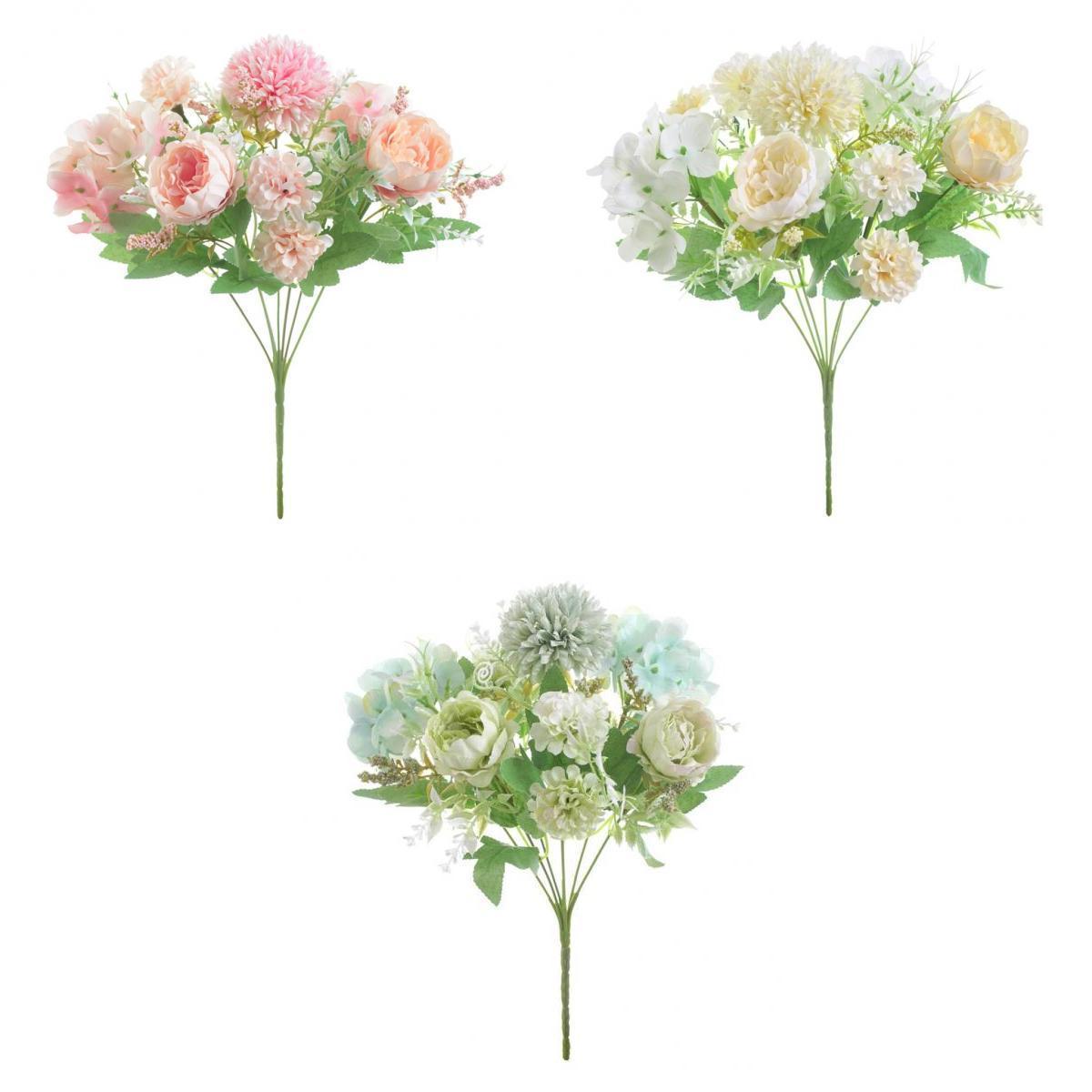 3x 7 Head Artificial Peony Flower Bouquet for Garden Wedding Decoration