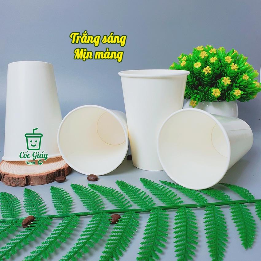 50 CỐC GIẤY XANH 360ml Dùng 1 Lần Uống Nước, Giấy Tráng 2 Lớp PE Dày Dặn, Cứng Cáp