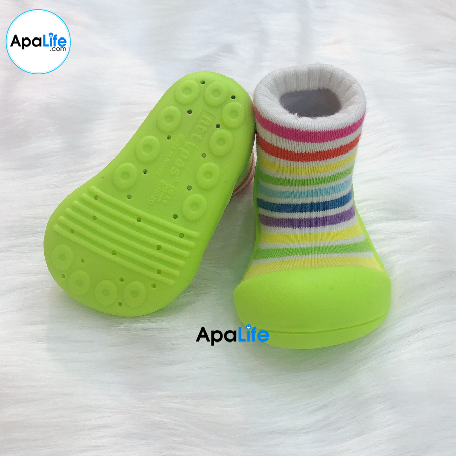 Attipas Rain Bow - Xanh/ AT039 - Giày tập đi cho bé trai /bé gái từ 3 - 24 tháng nhập Hàn Quốc: đế mềm, êm chân &amp; chống trượt
