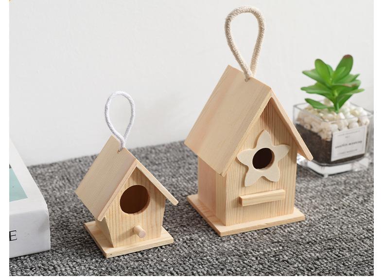 Tổ Chim Bằng Gỗ Treo Sáng Tạo Lồng Chim Bằng Gỗ Hình Ngôi Nhà Sáng Tạo Treo Tường Tổ Chim, 13*9.5*14.5 Cm