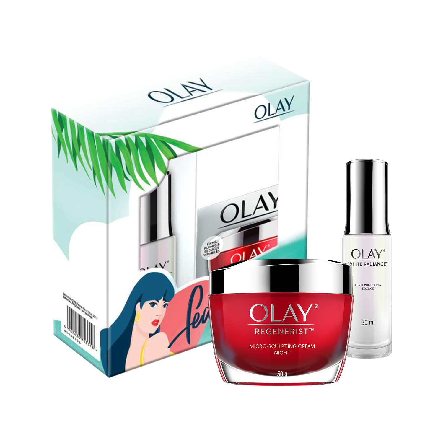 Bộ Đôi Hoàn Hảo Olay (Kem Vi Dưỡng Ban Đêm Olay Regenerist 50g + Dưỡng chất Trắng Da Olay White Radiance Advance Light Perfecting 30ml) [Tặng Túi Xách Tote Cá Tính]