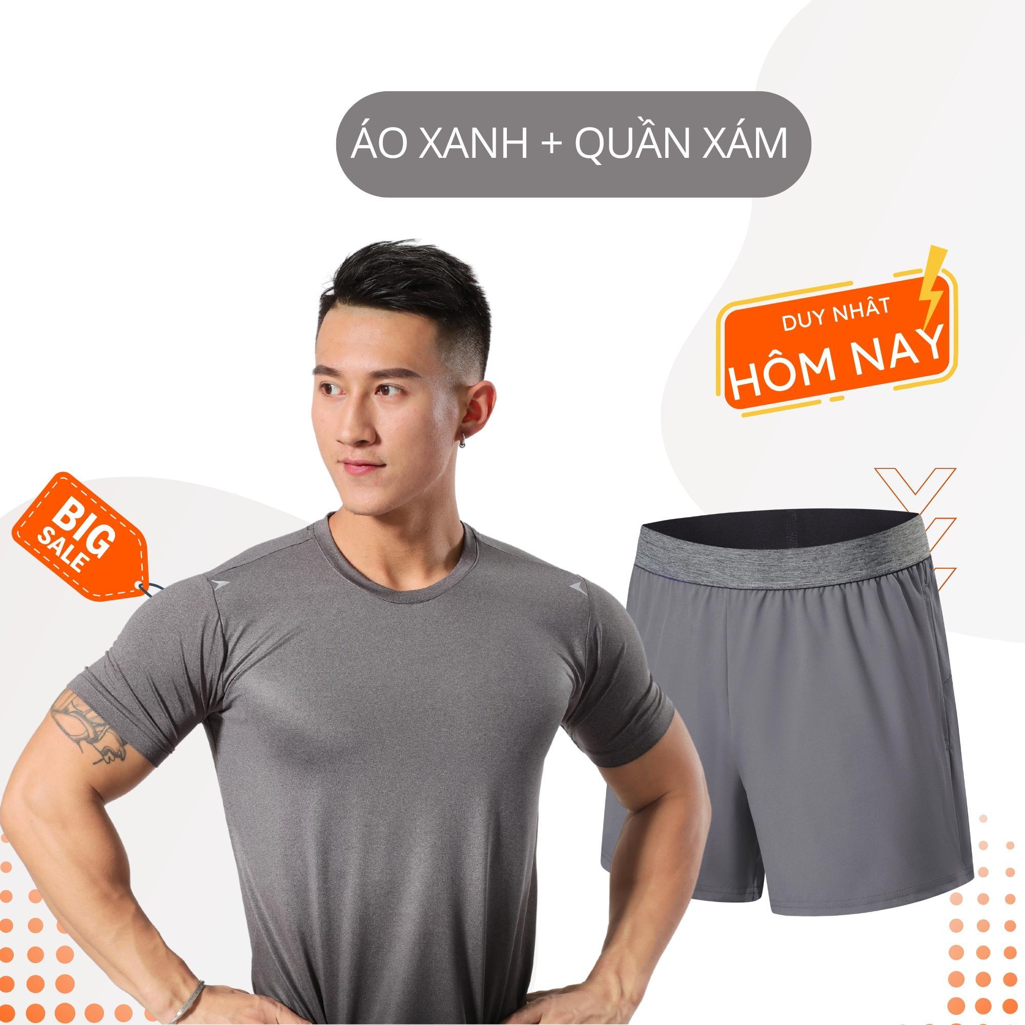 Combo Áo Quần Thể Thao Thời Trang Nam Tính Thoáng Mát Áo Body Fit Màu Ombre + Quần Siêu Mát Vải Trơn Lưng Chun Bản To BST Mùa Hè BEATME - M