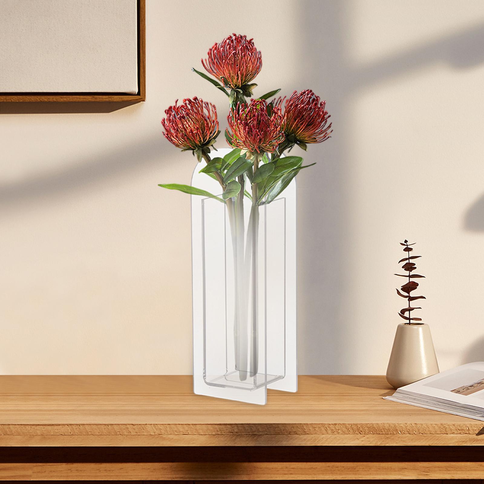 Unique Vase Geometric Arch Elegant Acrylic flower buckets for Restaurant