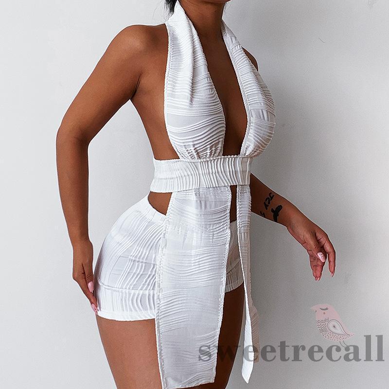 Set Áo Tank Top + Quần Short Lưng Thun Màu Sắc Đơn Giản Cho Nữ