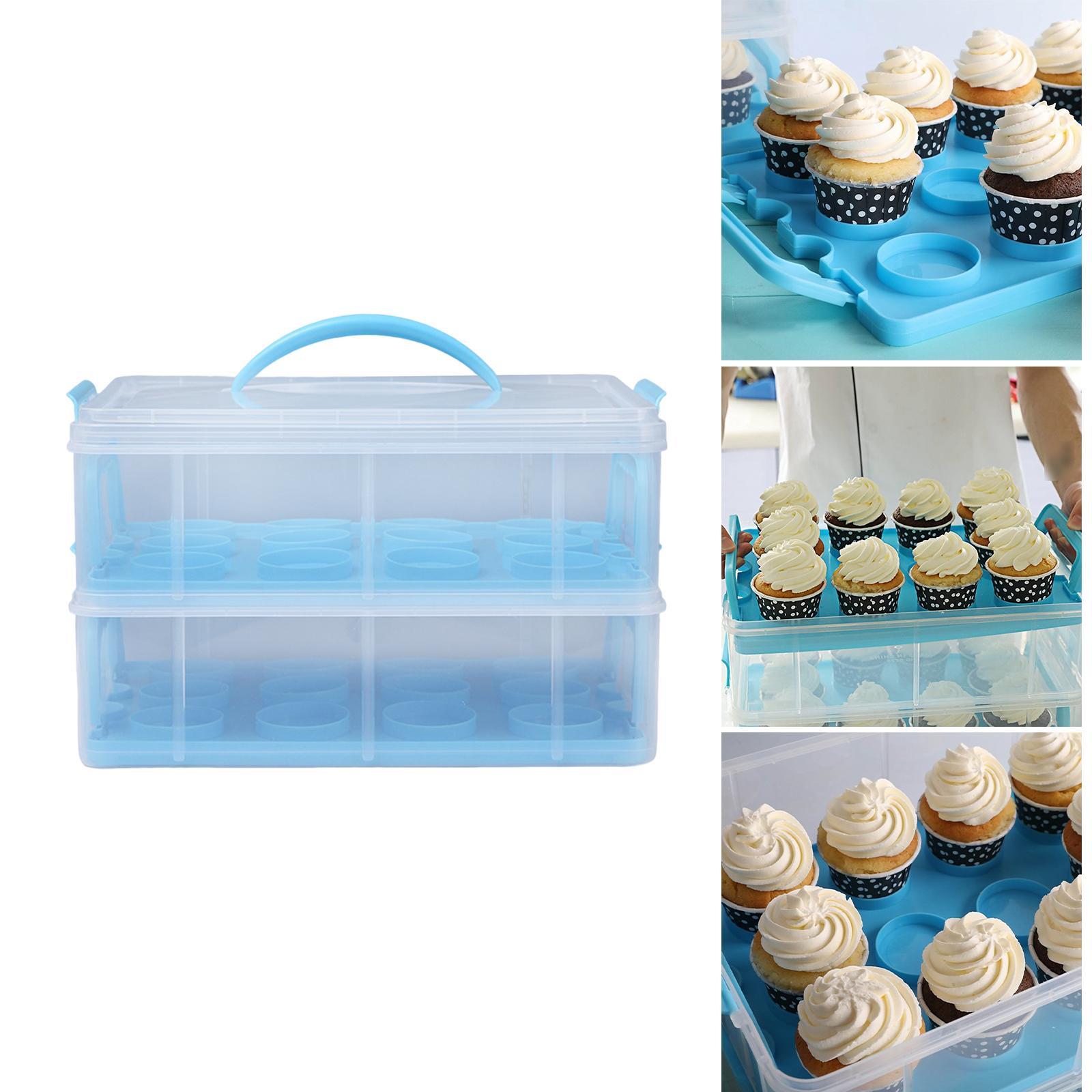 Muffin Stackable Cake Caddy with Handle and Lid Cupcake Carrier Storage for Desserts