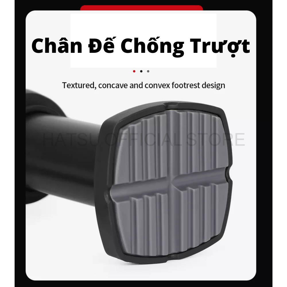 Bơm xe đạp xe máy đạp chân áp suất cao HATSU XTBB, Bơm máy bơm hơi di động chân đế chống trượt - bơm siêu nhẹ dễ di chuyển