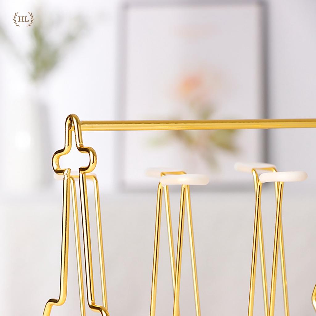 Úp cốc Decor có khay hứng nước và núm chống trơn | Úp ly Inox Vàng Gương Hoàng Kim kiểu dáng Tháp EiFFel độc đáo cao cấp