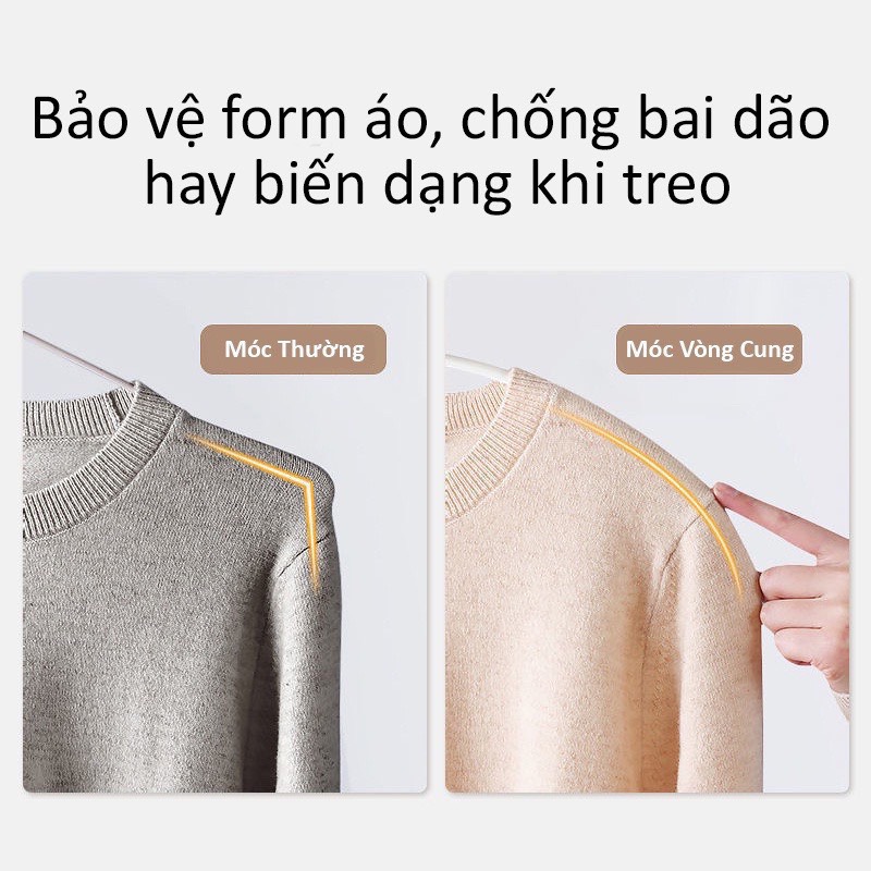 Combo 5 Móc Treo 1uần Áo Bằng Inox Bọc Nhựa Chống Trơn Trượt, Hằn Vết Quần Áo Hình Bán Nguyệt Nhiều Màu - HÀNG CHÍNH HÃNG MINIIN
