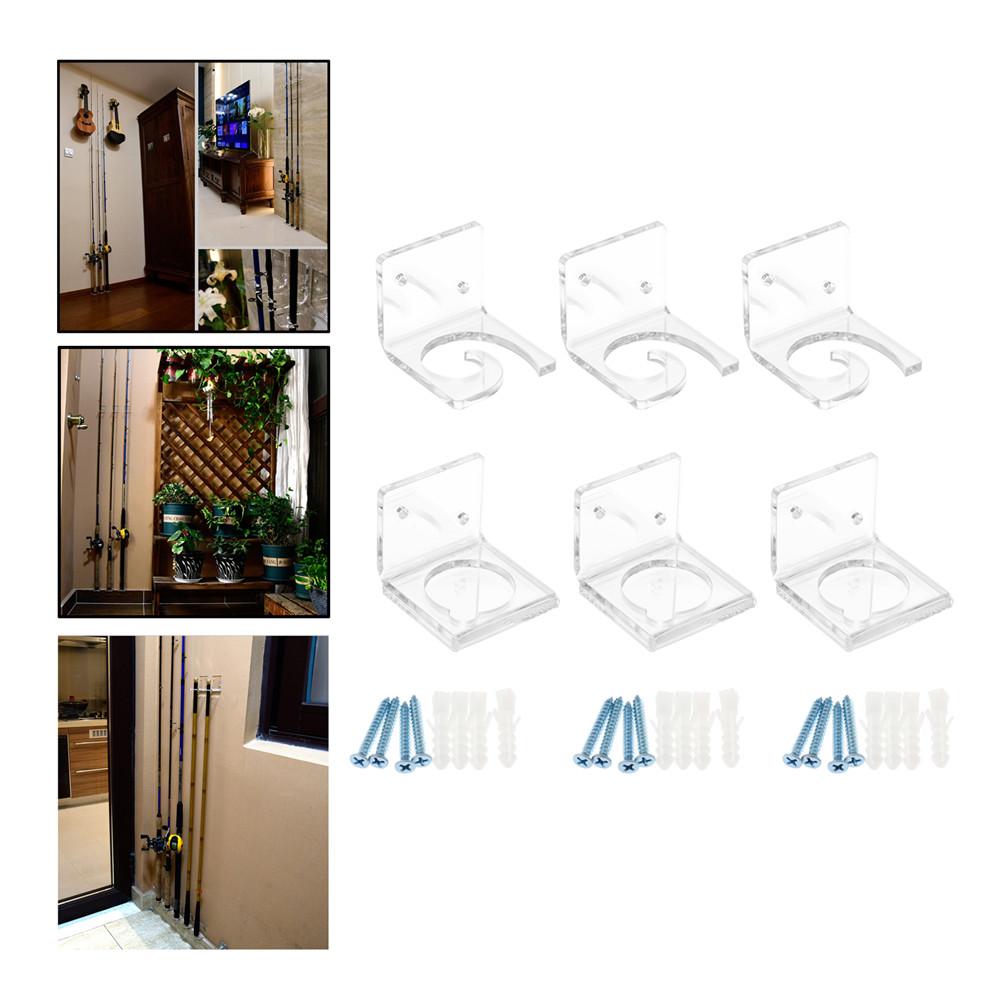 3 Set giá đỡ acrylic trong suốt treo tường trưng bày cần câu cá kiểu đứng