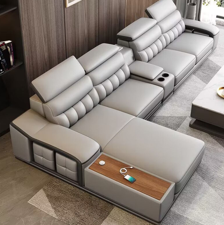 Sofa da góc L đầu bật cao cấp Juno Sofa HDCT-08