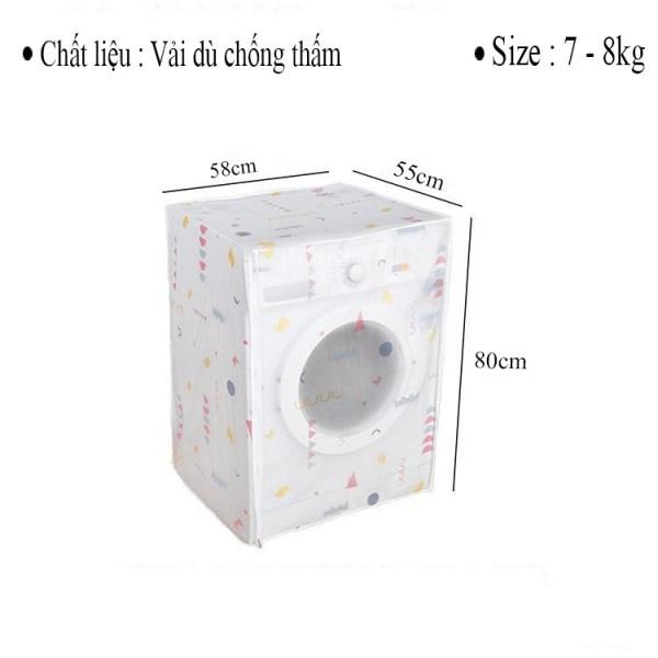 Áo Trùm Máy Giặt Cửa Trên/Cửa Trước Vải Dù Dày Bền 7-15kg