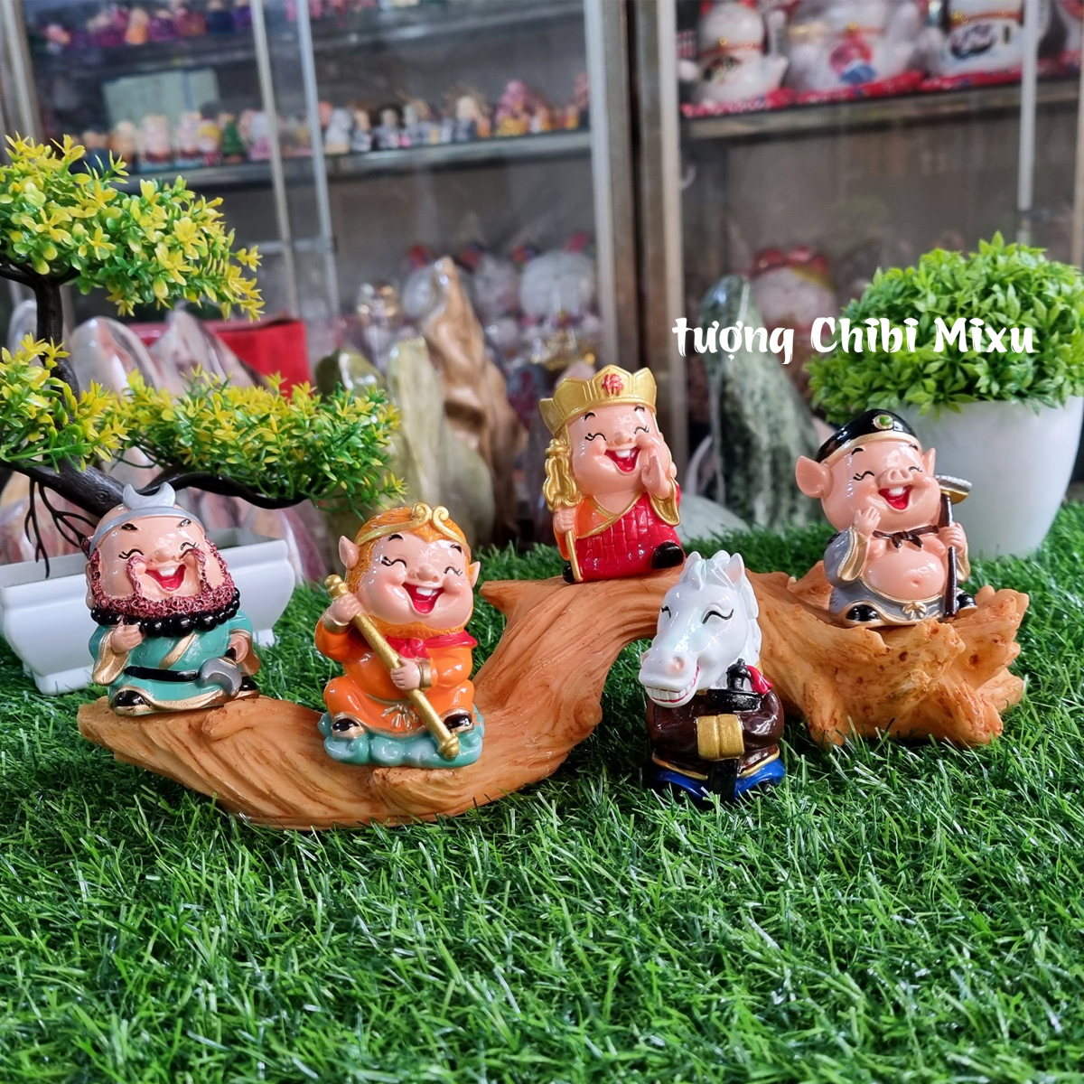 Bộ 05 thầy trò Đường tăng 6cm kèm chân đế giả gỗ size nhỏ