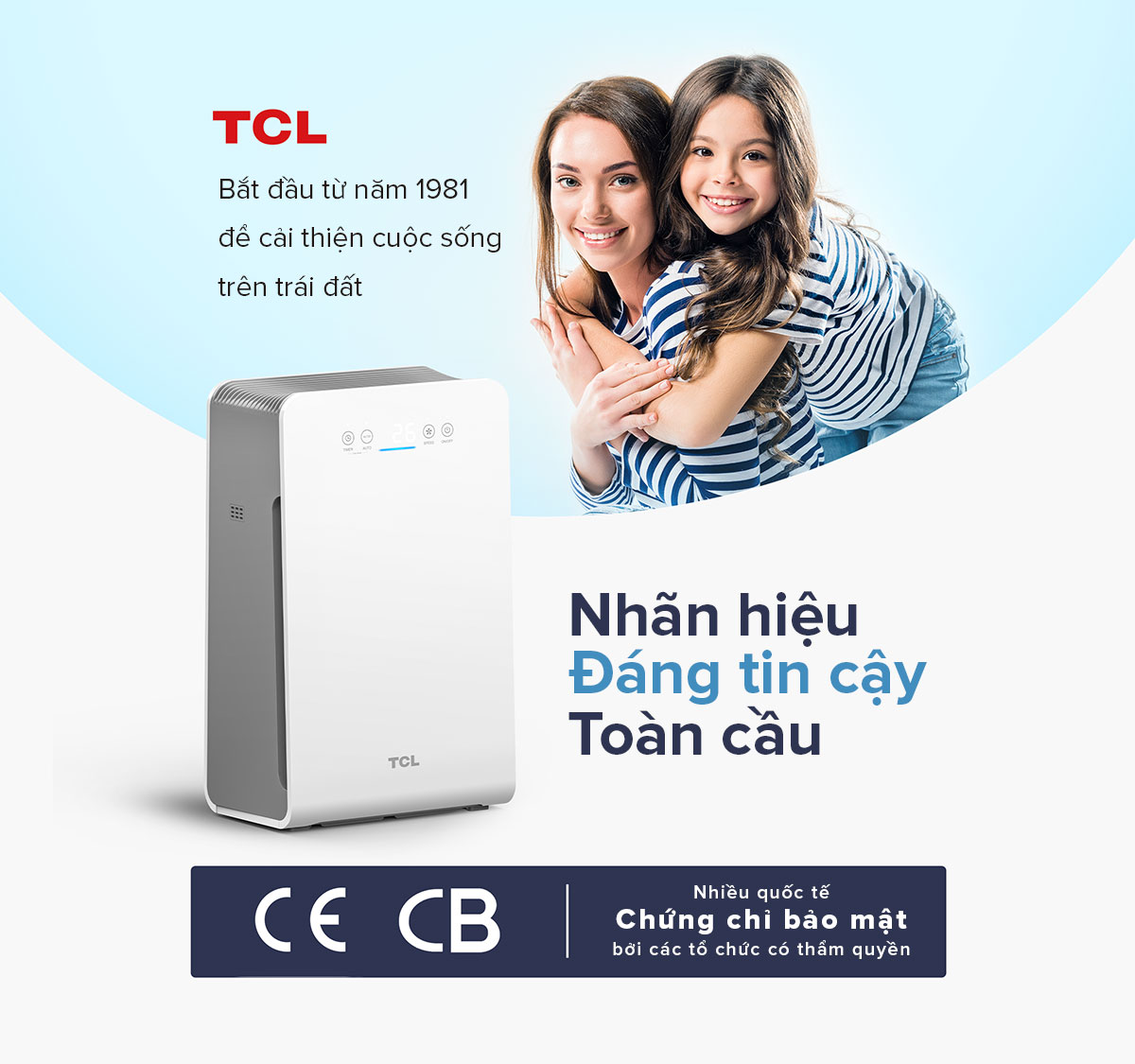 Máy lọc không khí TCL KJ270F-A - Loại bỏ bụi bẩn trong nhà - Tiếng ồn thấp - Hàng Chính Hãng