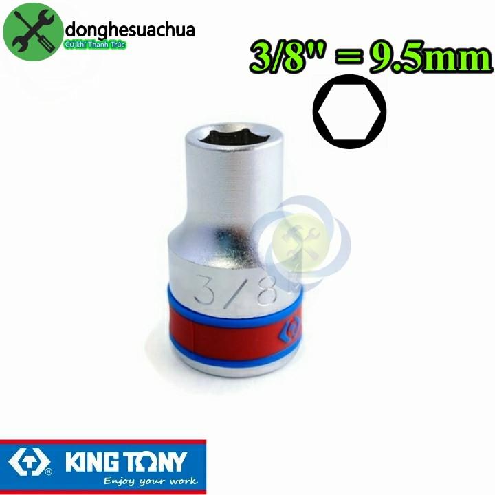 Tuýp 3/8 hệ inch 1/2 Kingtony 433512S loại ngắn 6 cạnh màu trắng 9.5mm