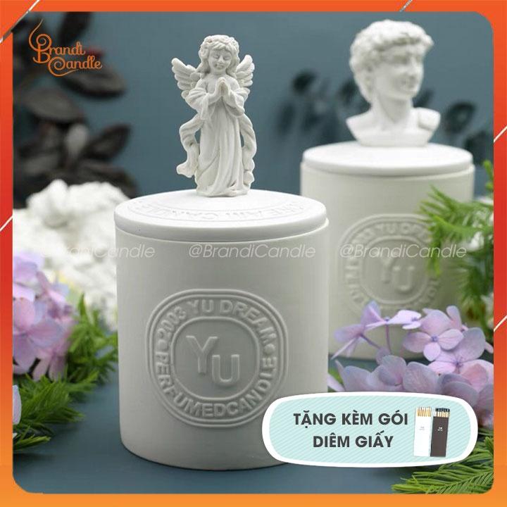 Nến thơm YuDream Candle nắp tượng hộp giấy đính nơ xinh xắn