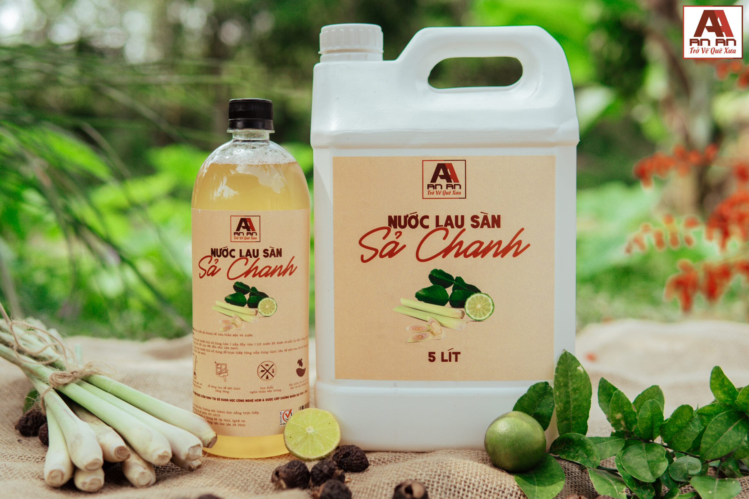 Nước Lau Sàn Sả Chanh Organic An An (1000ml) | Đánh Bay Vết Bẩn Cho Nhà Sạch Mát | Xua Đuổi Côn Trùng, An Toàn Cho Mẹ và Bé |