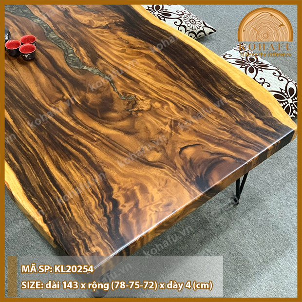 [XẢ KHO] Bàn Ngồi Bệt 1.4m Gỗ Me Tây Nguyên Tấm Tự Nhiên - Hàng Sẵn Y Hình