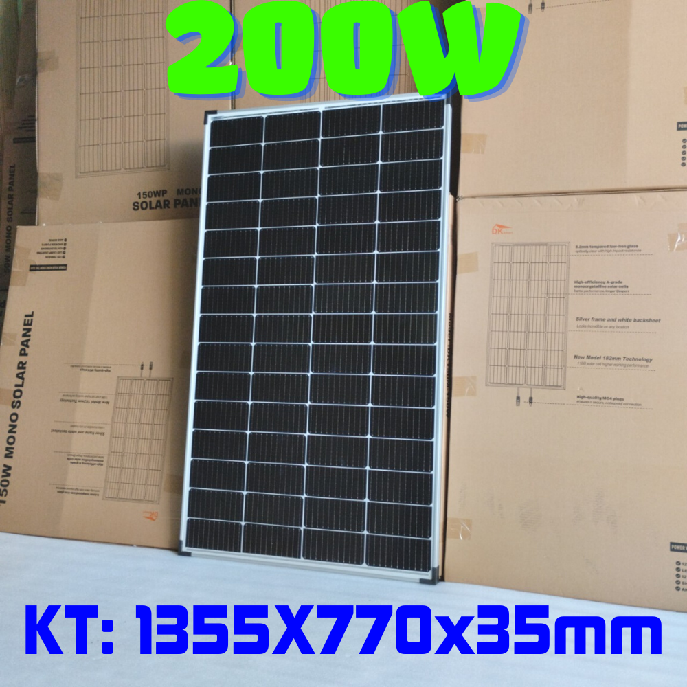 [CÔNG NGHỆ MỚI 200W 18V 11BB] Tấm pin năng lượng mặt trời 200W mono HIỆU SUẤT CAO NHẤT tặng jack MC4