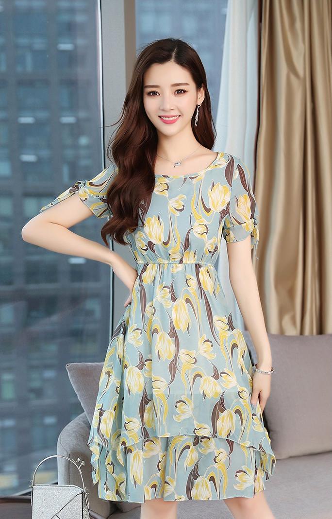 Đầm xòe 2 lớp hoa trẻ trung xinh xinh GD8095A